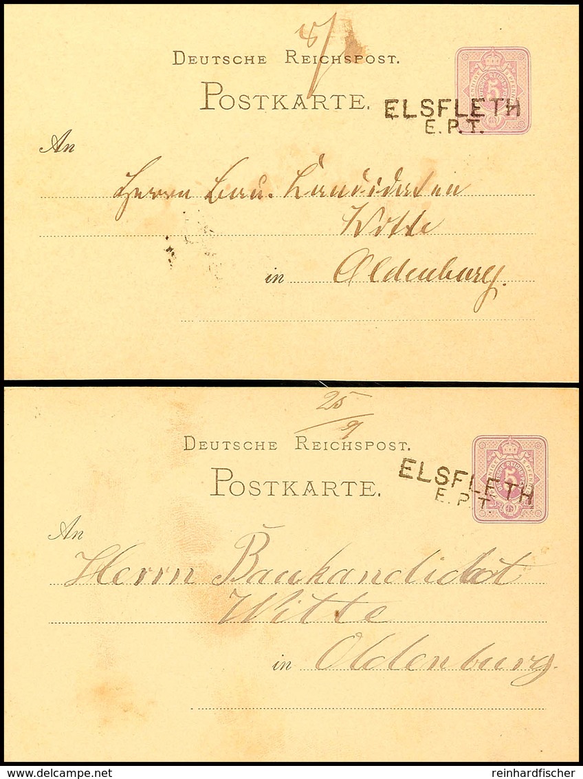 "ELSFLETH E.P.T." - L2, Je Klar Auf Zwei GS-Postkarten DR 5 Pfg. In 1879 Nach Oldenburg An Gleiche Adresse, Katalog: P5( - Andere & Zonder Classificatie
