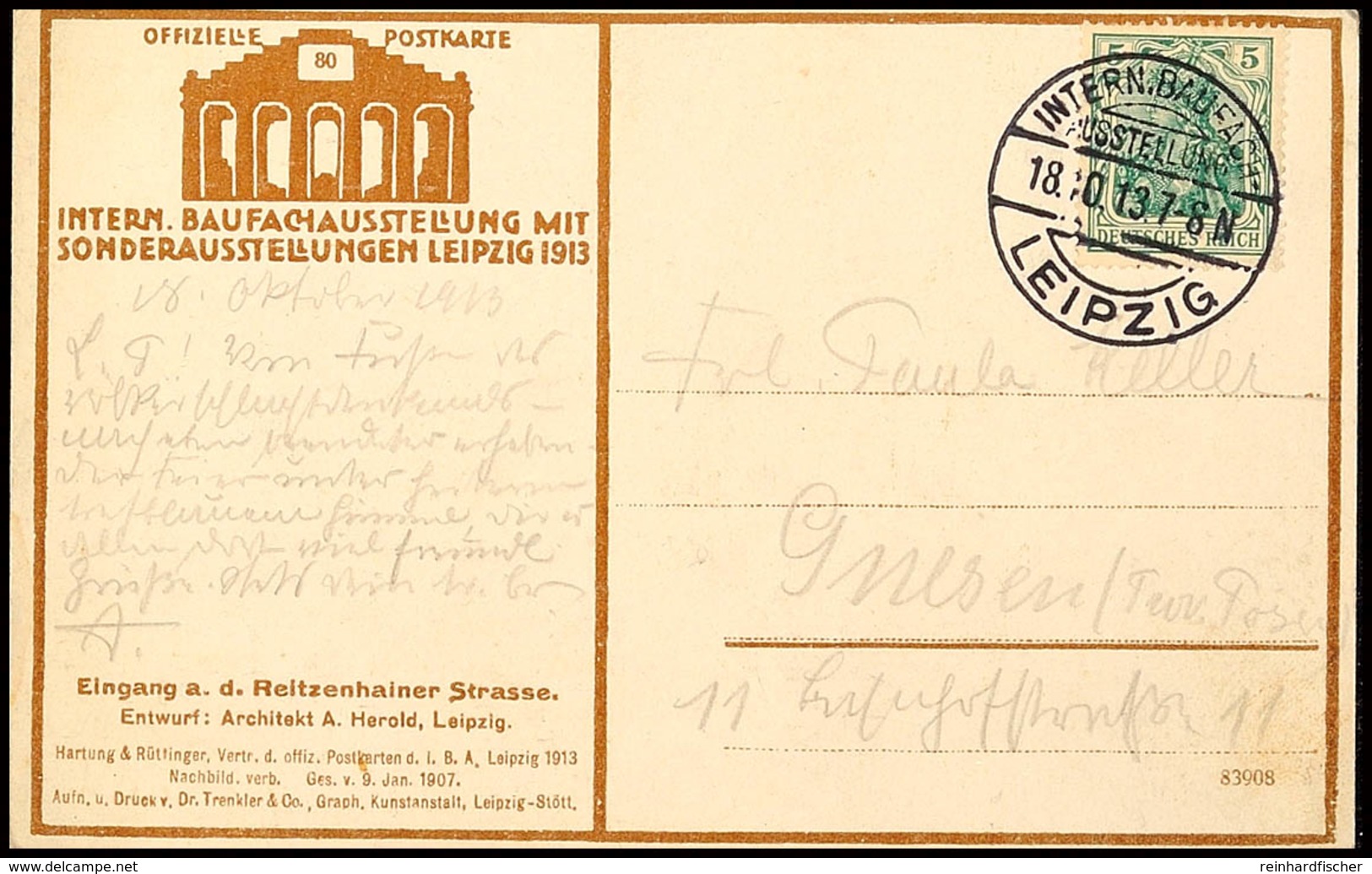 "LEIPZIG INTERN. BAUFACH-AUSSTELLUNG 18.10.13", Klar Auf Offizieller Postkarte  BF - Andere & Zonder Classificatie