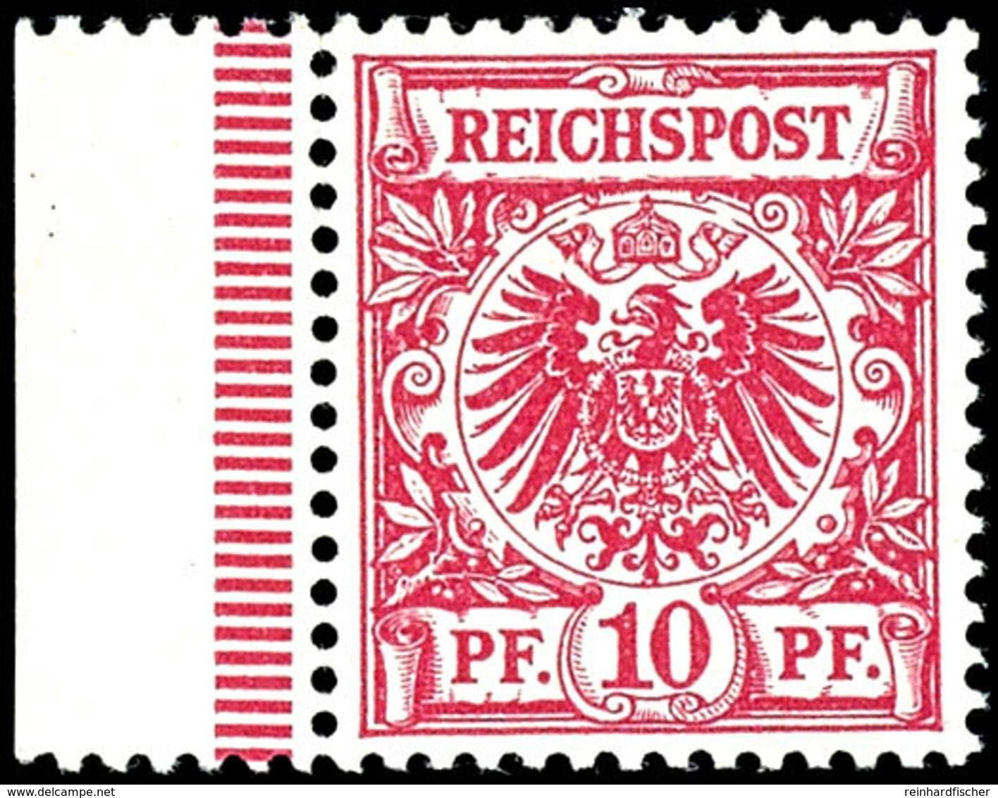 10 Pfg. Rotkarmin, Postfrisch Vom Linken Bogenrand, Geprüft Wiegand BPP, Mi. 150.-, Katalog: 47da ** - Andere & Zonder Classificatie