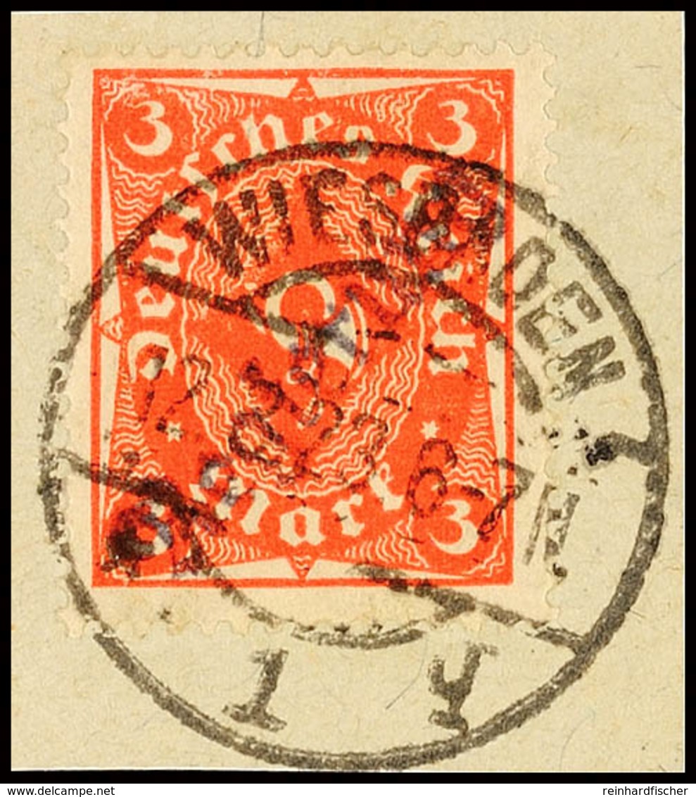 3 Mk Orangerot, Violettschwarzer Aufdruck "Regierung" In Type II, Mit Vollem Stempel "WIESBADEN 1 Q 12.2.23" Auf Briefst - Other & Unclassified