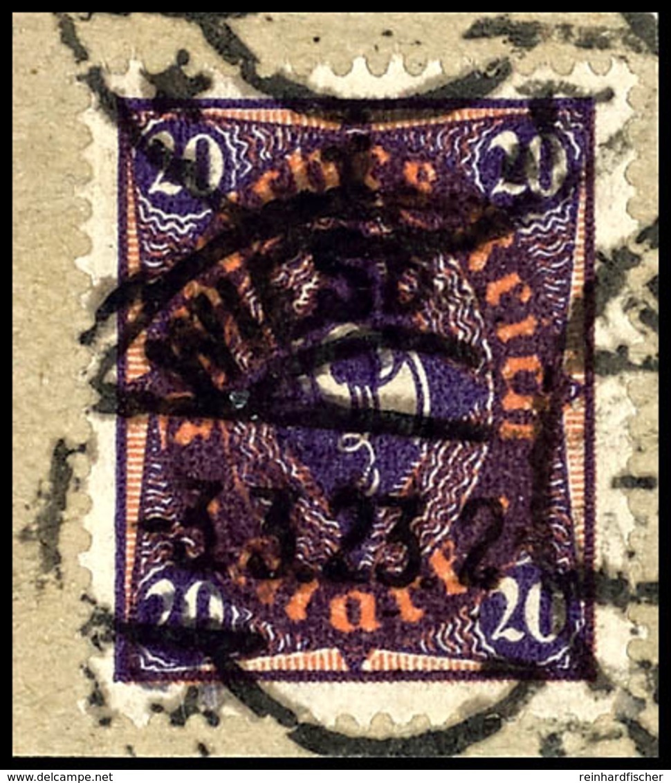 20 M. Schwarzbläulichviolett/hellrötlichorange Mit Violettschwarzem Aufdruck Type II, Gestempelt Auf Briefstück, Auflage - Andere & Zonder Classificatie