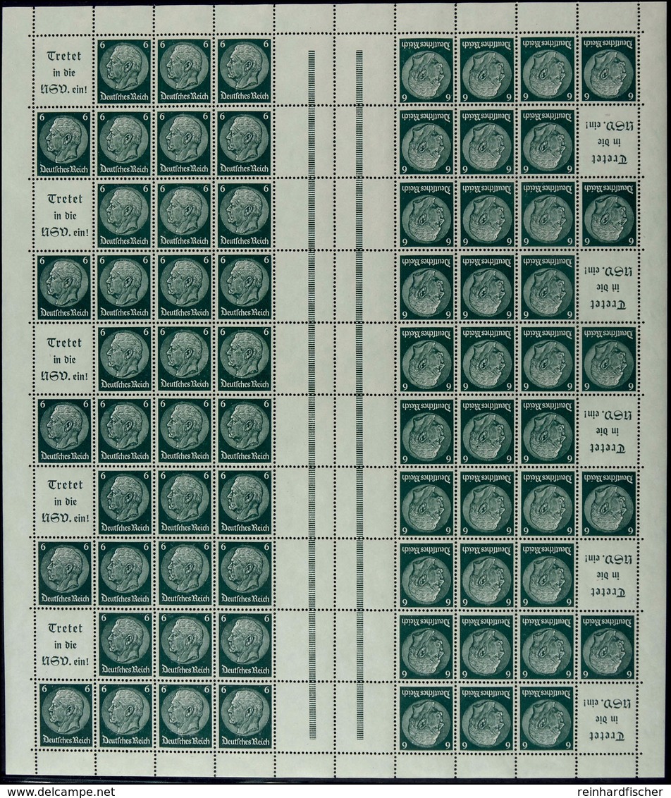 6 Pfg Hindenburg Schwarzgrün, Postfrischer Bogen, Unsigniert, Tadellos, Mi. 400.-, Katalog: MHB49.2 ** - Andere & Zonder Classificatie