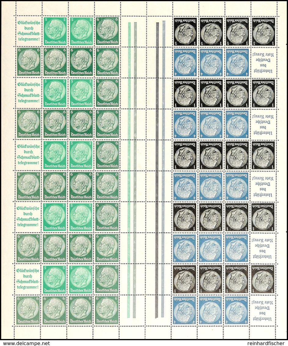 Hindenburg 1939, 1+4+5+6 Pfg Markenheftchenbogen Komplett Postfrisch, Senkrecht Mittig Gefaltet, Mi. 500.-, Katalog: MHB - Other & Unclassified