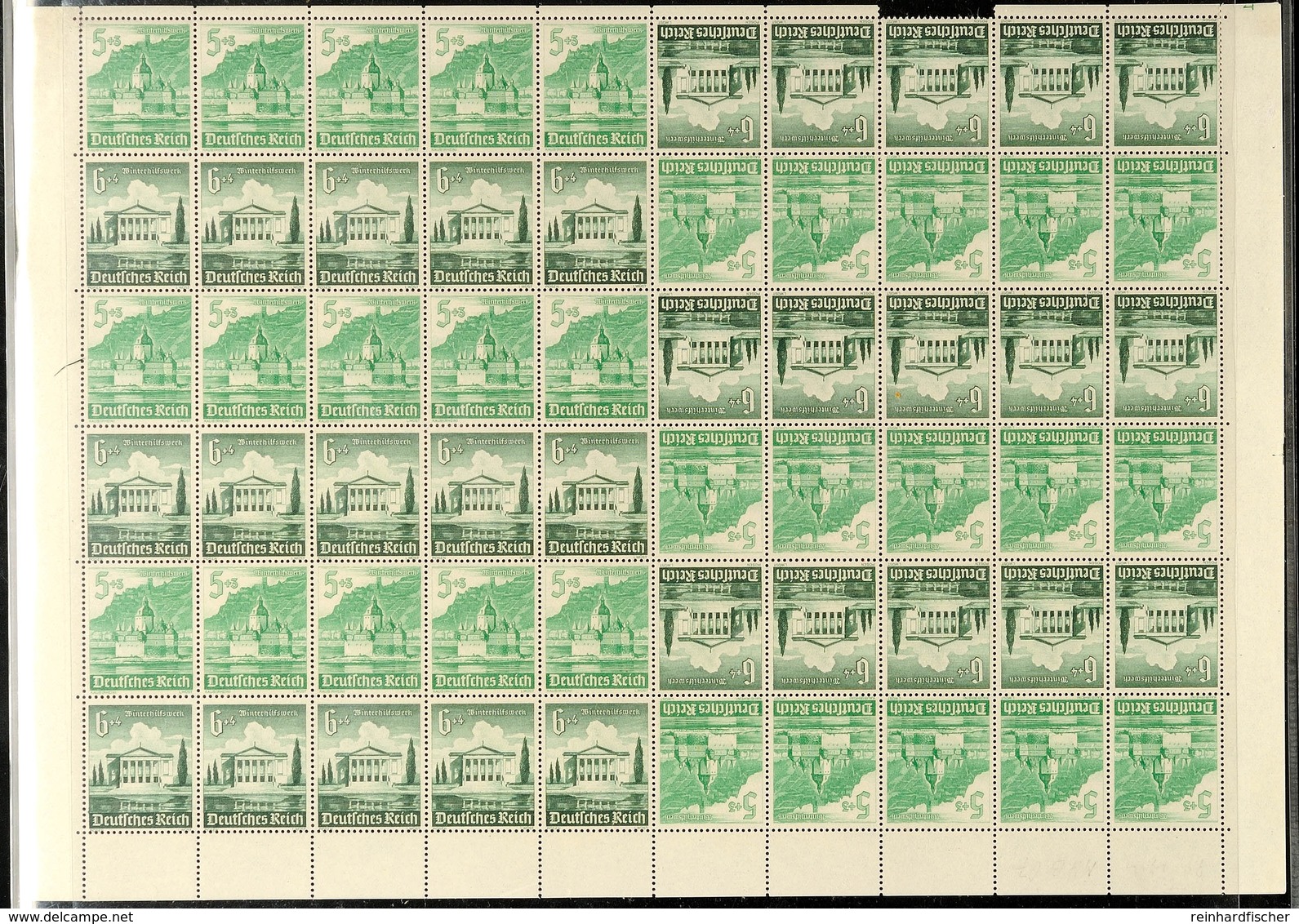 WHW 1940 Bauwerke, 5+6 Pfg Markenheftchenbogen Mit Form-Nr. 1 In Grün Postfrisch (mittig Senkr. Gefaltet, Teils Angetren - Other & Unclassified