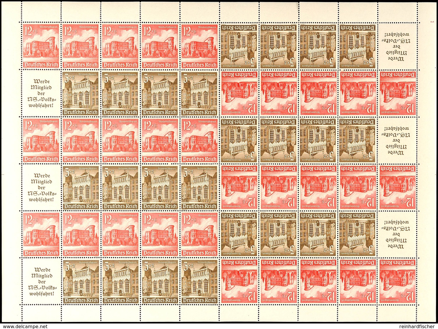 Winterhilfswerk 1940, 3+12 Pfg Markenheftchenbogen Mit Roter Formnummer 1, Komplett Postfrisch, Kleine Antrennung Im Ran - Andere & Zonder Classificatie