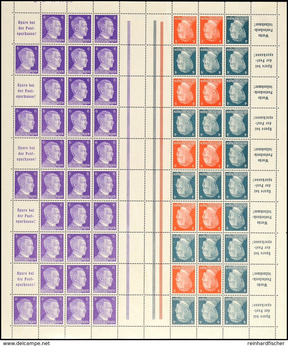 Hitler 1941, 4+8+6 Pf., Markenheftchenbogen Mit HAN 20144.41 2 Br Komplett Postfrisch (übliche Leichte Kalanderbüge), Mi - Other & Unclassified