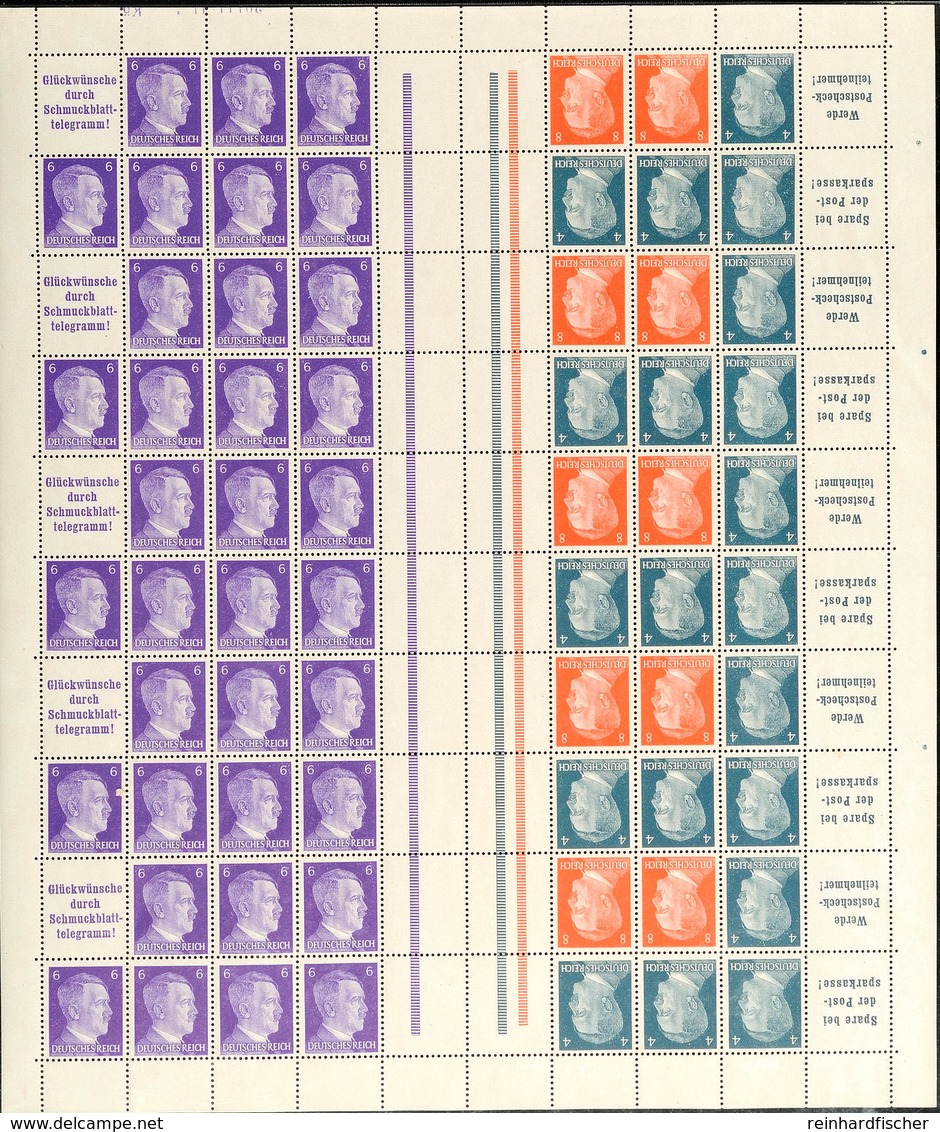 Hitler 1941, 4+6+8 Pfg Markenheftchenbogen Mit HAN 20144.41 1 Kö, Postfrisch (senkr. Gefaltet Nach Reihe 9, Kalanderbüge - Andere & Zonder Classificatie