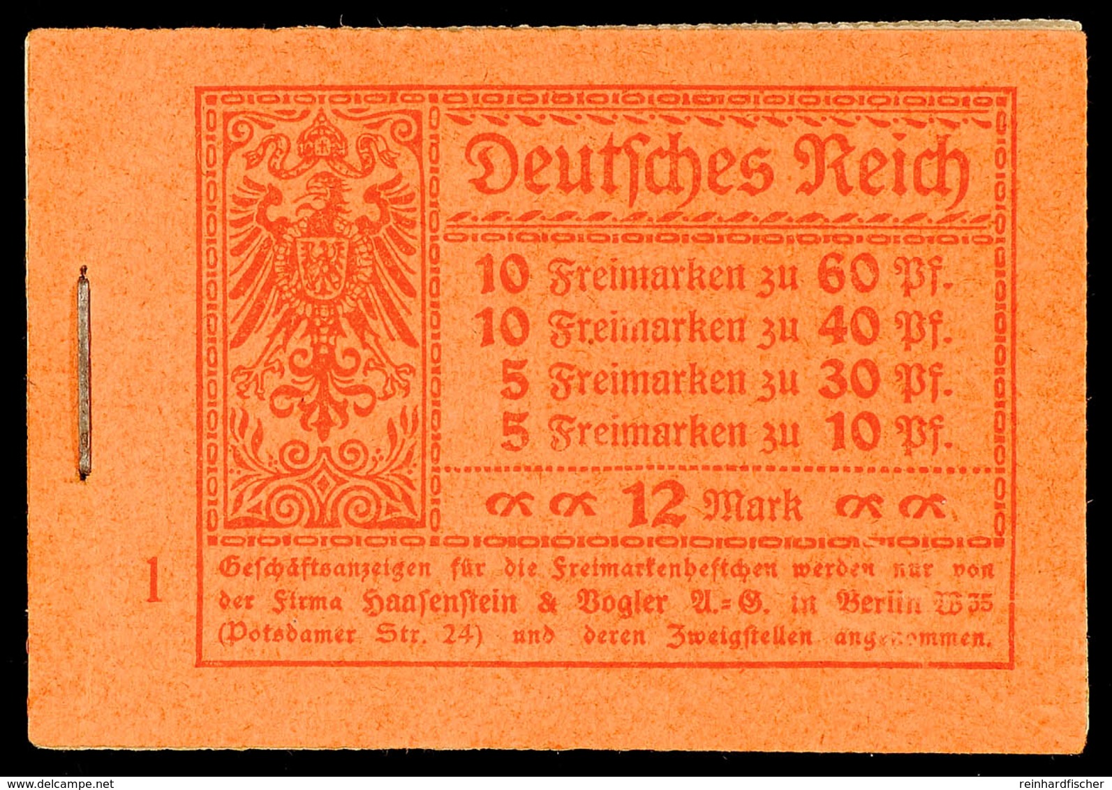 1921, Germania Und Ziffern, ONr. 1, Komplettes Markenheftchen, Heftchenblätter Teils An Zwischenblätter Bzw. 3. Deckelse - Postzegelboekjes