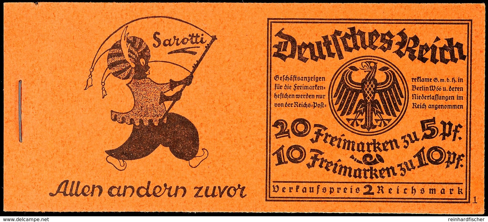Rheinlandmarken 1925, Markenheftchen ONr. 1, Postfrisch, 1 H-Blatt Nr. 39 Komplett, Es Fehlen 6 Marken 5 Pf Und Die Mark - Postzegelboekjes