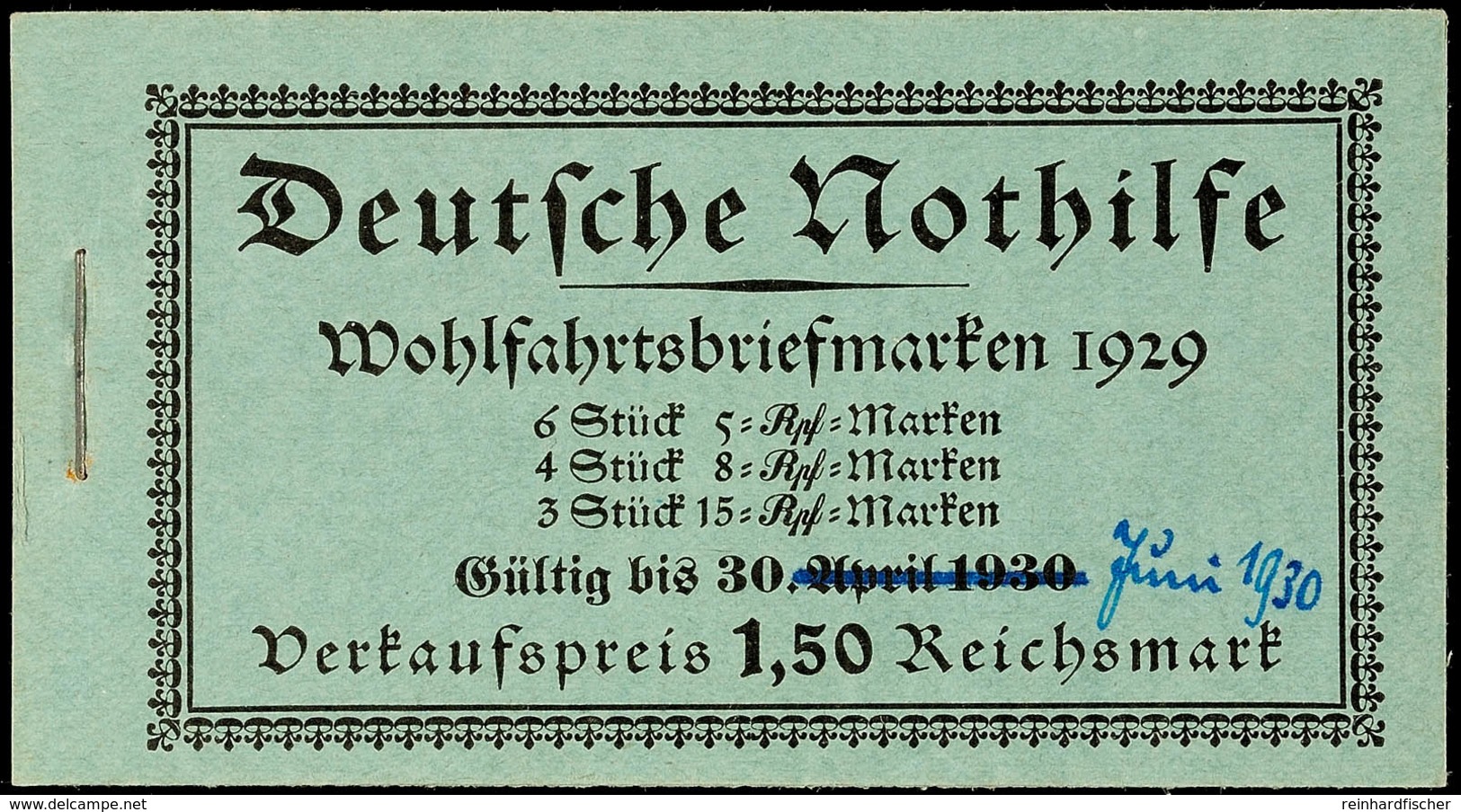 Nothilfe 1929, Gültigkeitsdauer Handschr. Korrigiert, Postfrisch (H-Blätter Leichte Anhaftungen), Mi. 1.200.-, Katalog:  - Booklets