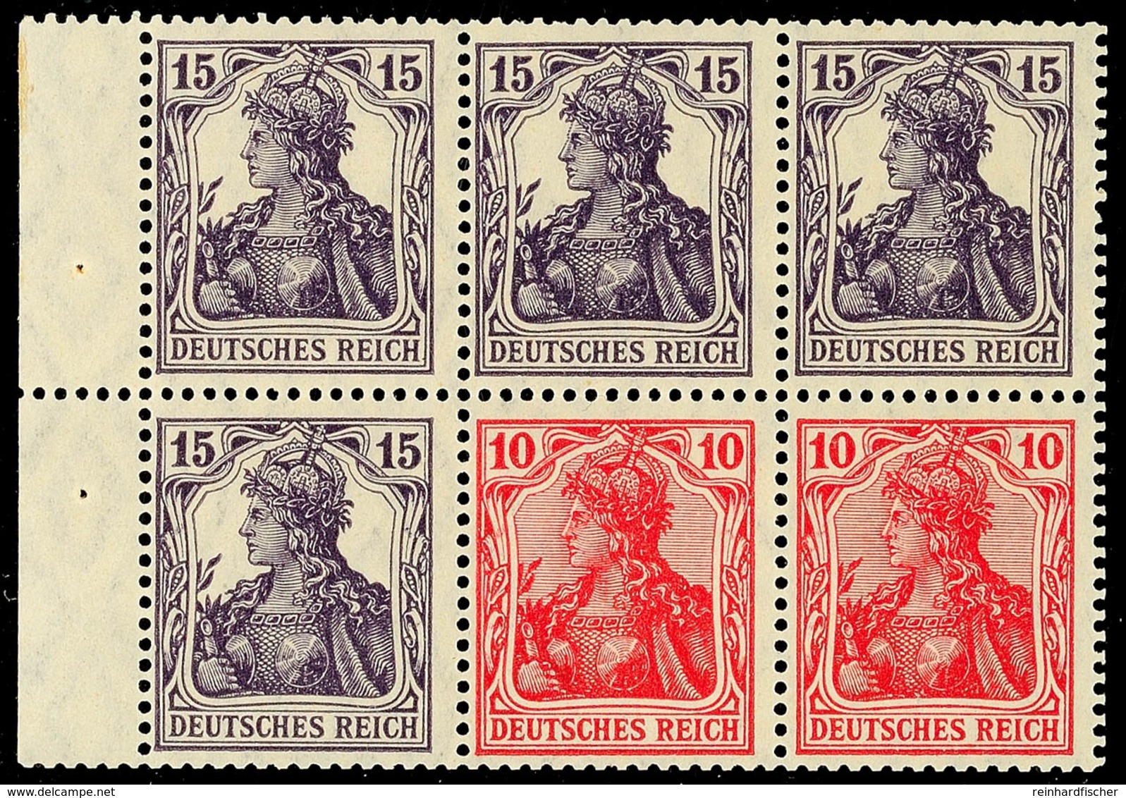 Germania 1918/19, 15+10 Pf. Heftchenblatt, Durchgezähnter Rand Unbedruckt, Postfrisch, Mi. 700,-, Katalog: H.-Bl.19aaA0  - Andere & Zonder Classificatie