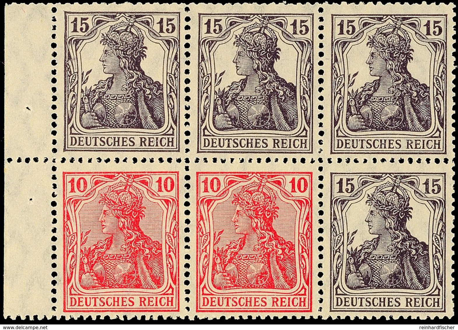 Germania 1919, 10 +15 Pf., Heftchenblatt Durchgezähnt, Postfrisch (oben Leicht Raue Zähnung), Mi. 150,-, Katalog: H.-Bl. - Andere & Zonder Classificatie