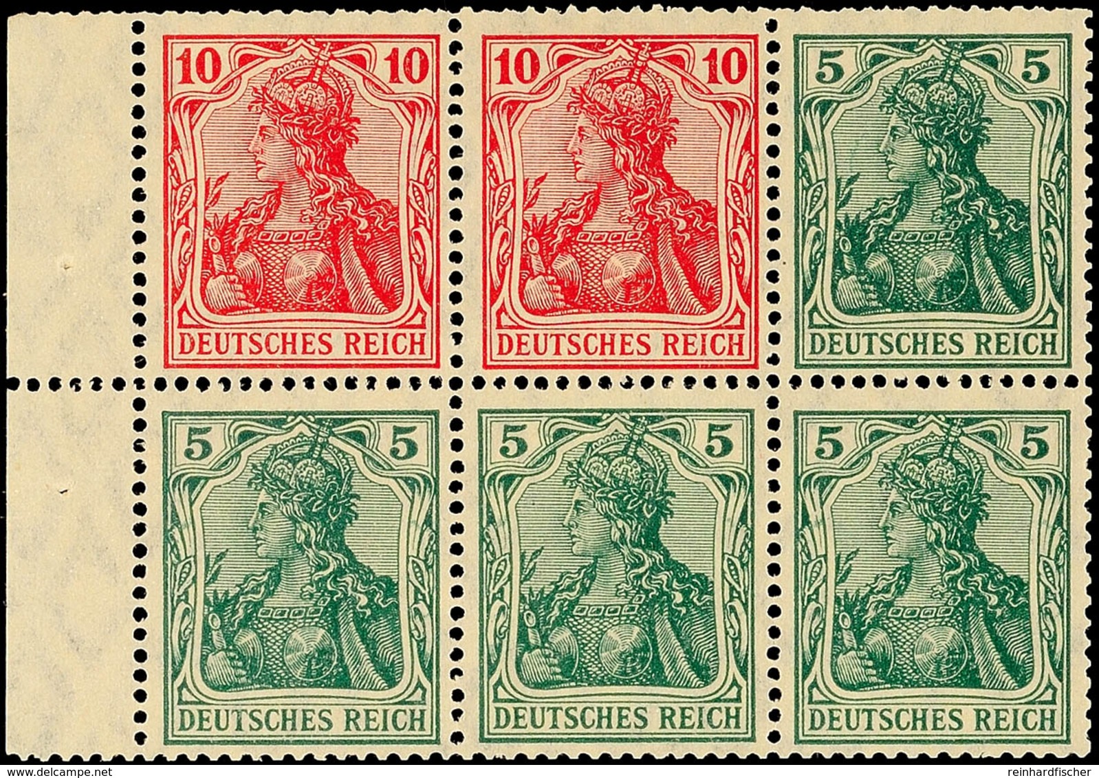 Germania 1919, 5+10 Pf., Heftchenblatt Durchgezähnt, Postfrisch, Kurzbefund Dr. Oechsner BPP: "echt Und Einwandfrei, Mi. - Other & Unclassified