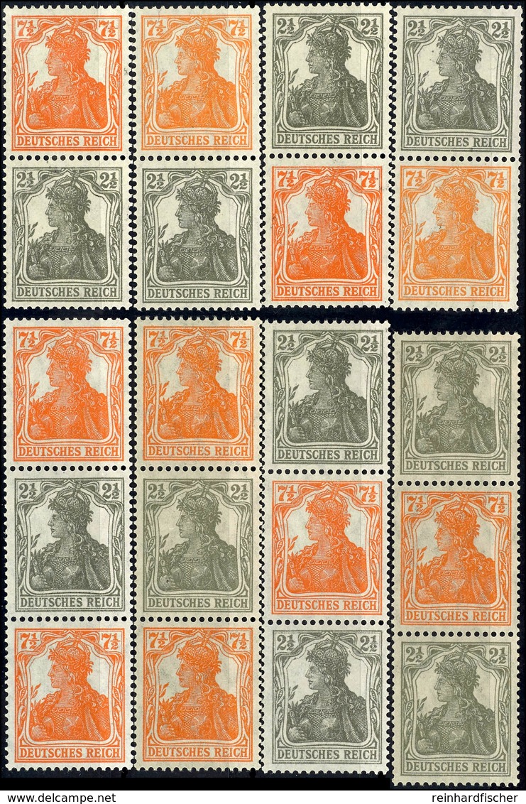 2½ +7½ Pfg. Germania Aus Automaten, 8 Senkrechte Zusammendrucke Kpl.  Postfrisch, Mi. 210,-, Katalog: S11/14 A,b ** - Andere & Zonder Classificatie