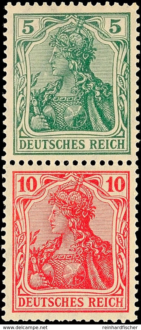 5+10 Pf., Germania Friedensdruck, Senkr. Zusammendruck, Postfrisch, Gepr. Jäschke BPP, Mi. 120,-, Katalog: S4Iab ** - Andere & Zonder Classificatie