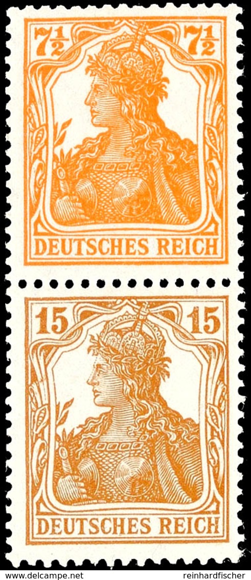 7 1/2 Pfg Germania Orange Und 15 Pfg Germania Gelbbraun Im Senkr. Zusammendruck, Tadellos Postfrisch, Unsigniert, Fotobe - Andere & Zonder Classificatie