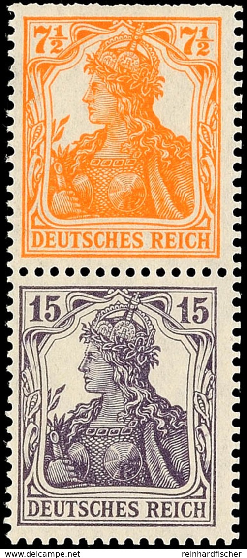 7 1/2 + 15 Pf. Germania, Senkrechter Zusammendruck Tadellos Ungebraucht, Mi. 100.-, Katalog: S8ba * - Andere & Zonder Classificatie