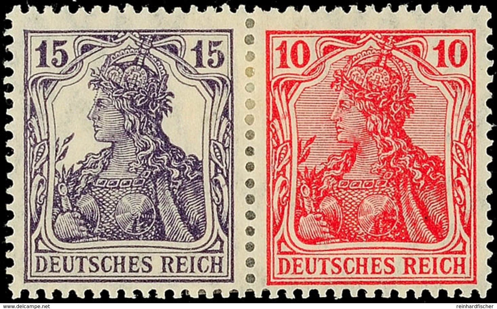 15 + 10 Pfg Germania, Ungebraucht, Mi. 180.-, Katalog: W13 Aa * - Sonstige & Ohne Zuordnung