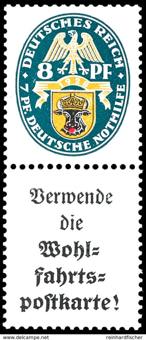 8+A1., Nothilfe 1928, Senkrechter Zusammendruck Postfrisch, Sign. Bartels, Mi. 400,-, Katalog: S58 ** - Andere & Zonder Classificatie