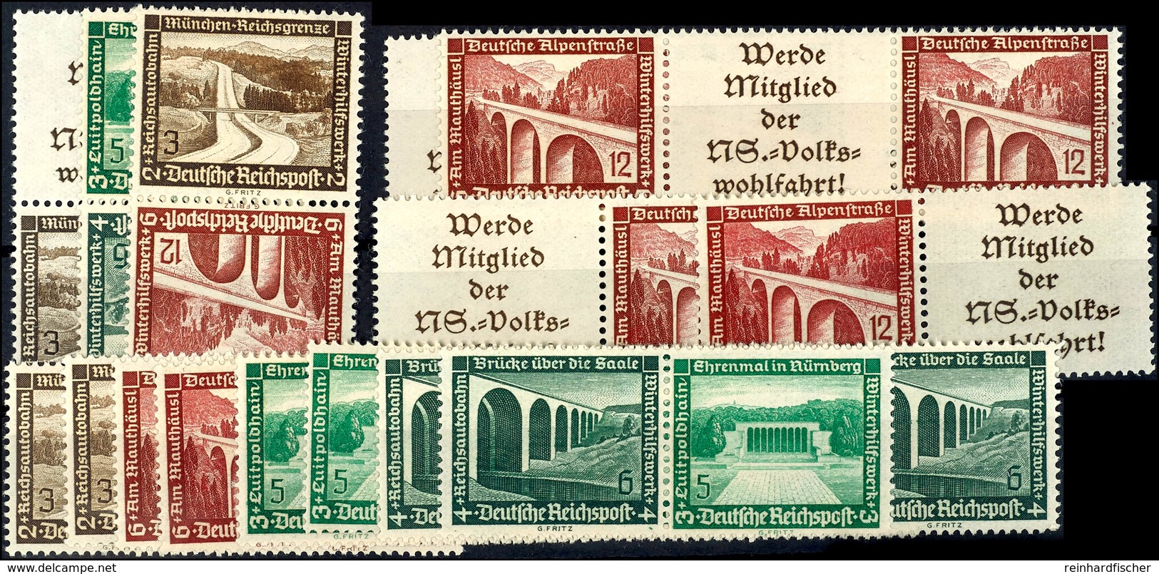 WHW 1936, Kpl. Zusammendruck-Garnitur, Mi. 169,--, Katalog: S243/W122 ** - Andere & Zonder Classificatie