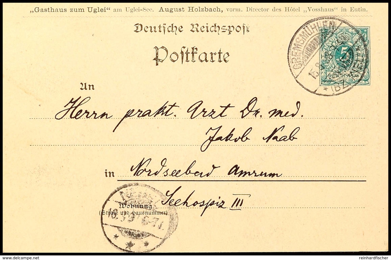 5 Pfg Krone/Adler, Gruß Vom Ugleisee (Ansicht Des Sees), Sauber Gebraucht Von "GREMSMÜHLEN (BZ. KIEL) 15.8.98" Nach Nord - Andere & Zonder Classificatie