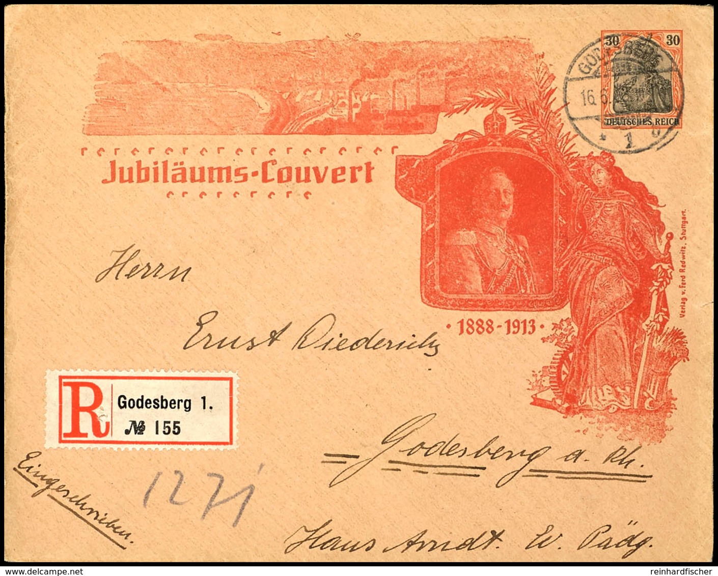 3 - 30 Pfg Germania Privatganzsachen "Jubiläums-Couvert 1888-1913" Zum Thronjubiläum, Serie Mit 6 Umschlägen Komplett, J - Other & Unclassified