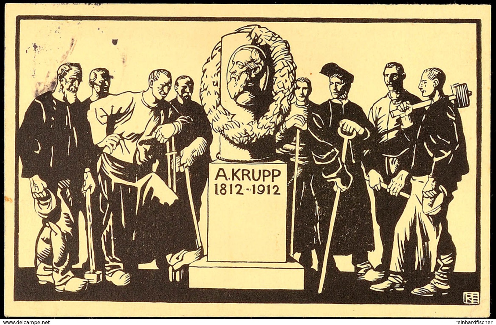 1912, Hundertjahrfeier Krupp, Bedarfsgebraucht Von "ESSEN 20.2.14" Nach Düsseldorf, Minieckknick Links Unten, Katalog: P - Andere & Zonder Classificatie