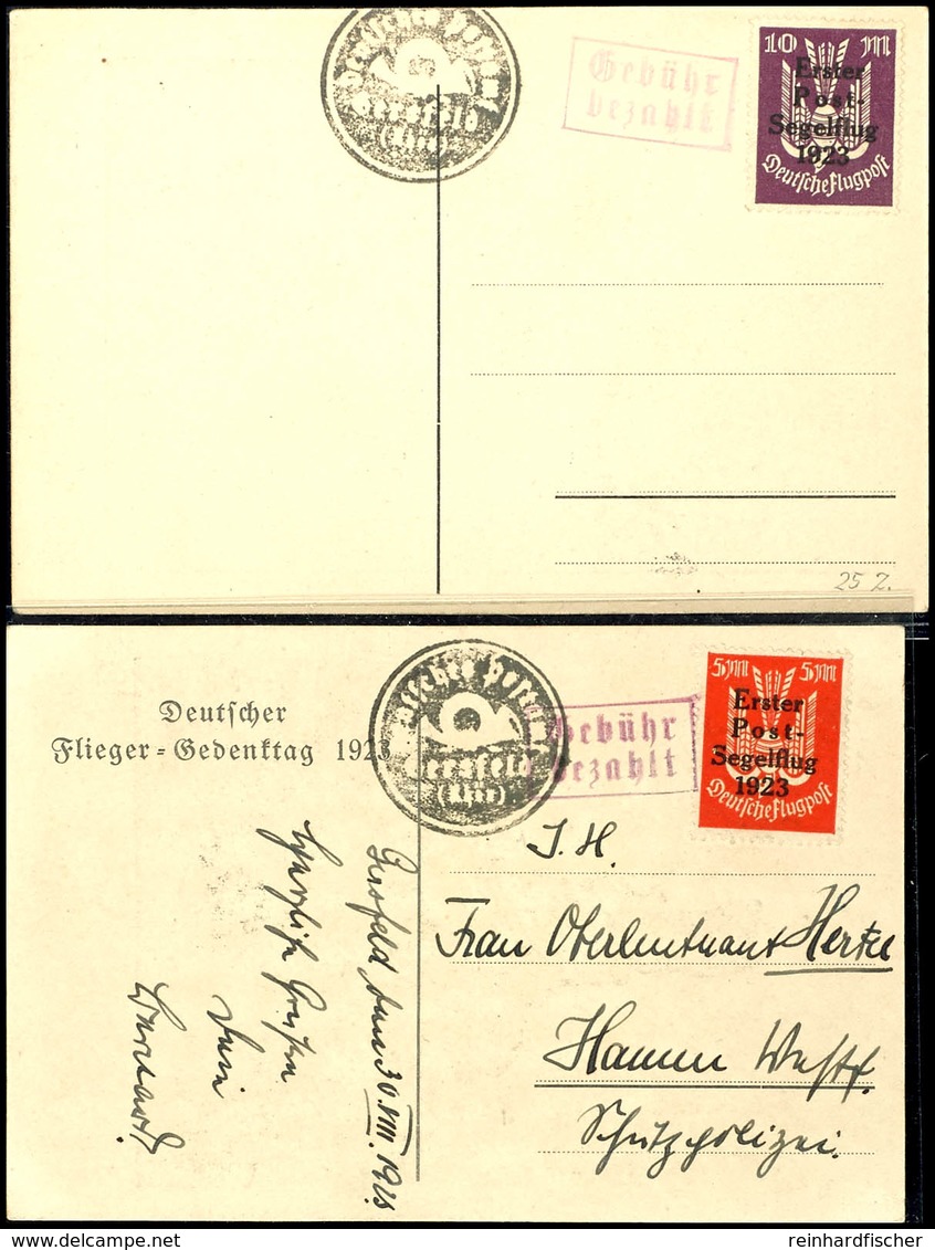 1923, Erster Postsegelflug In Gersfeld (Rhön), 5 Mark Und 10 Mark Je Auf Karte (10 Mark Blanko), Tadellose Erhaltung, Mi - Other & Unclassified