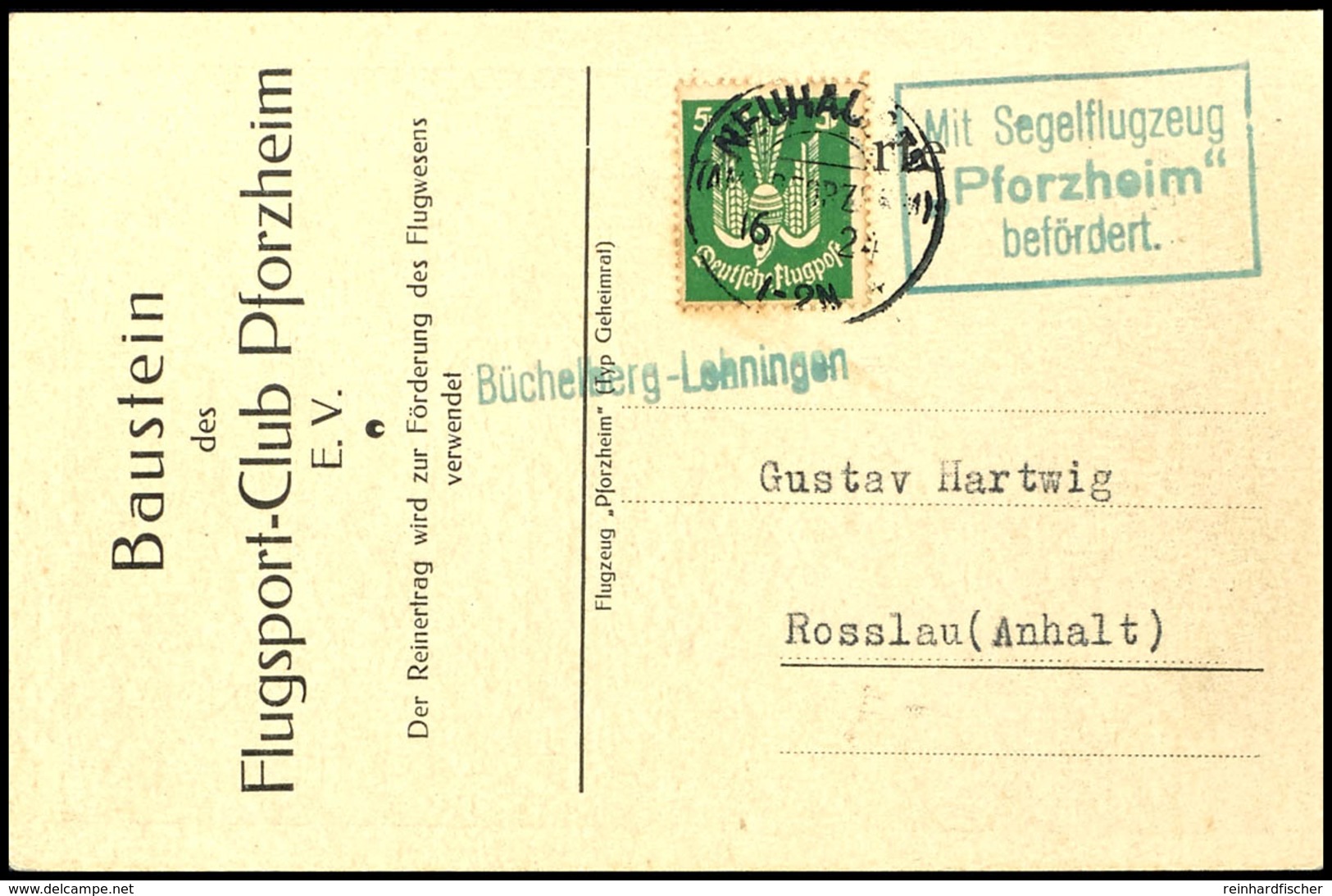 NEUHAUSEN(Amt Pforzheim), 1924 16.11, 5 Pfg Holztaube Als Einzelfrankatur Auf Karte Ohne Segelflugmarke, Befördert Mit S - Other & Unclassified
