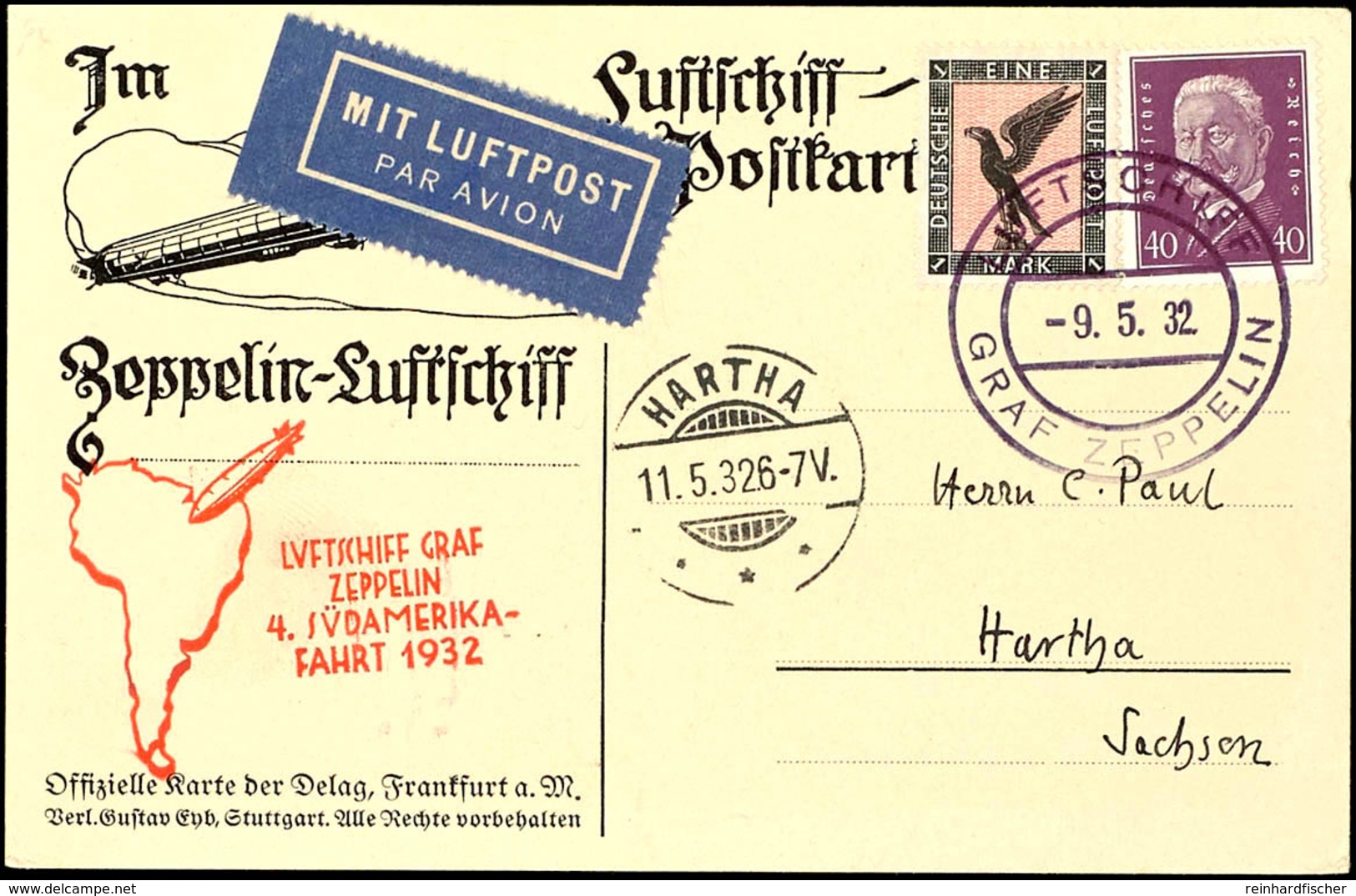 1932, 4. Südamerikafahrt, Bordpostkarte Rückfahrt., Katalog: 157Ac BF - Andere & Zonder Classificatie