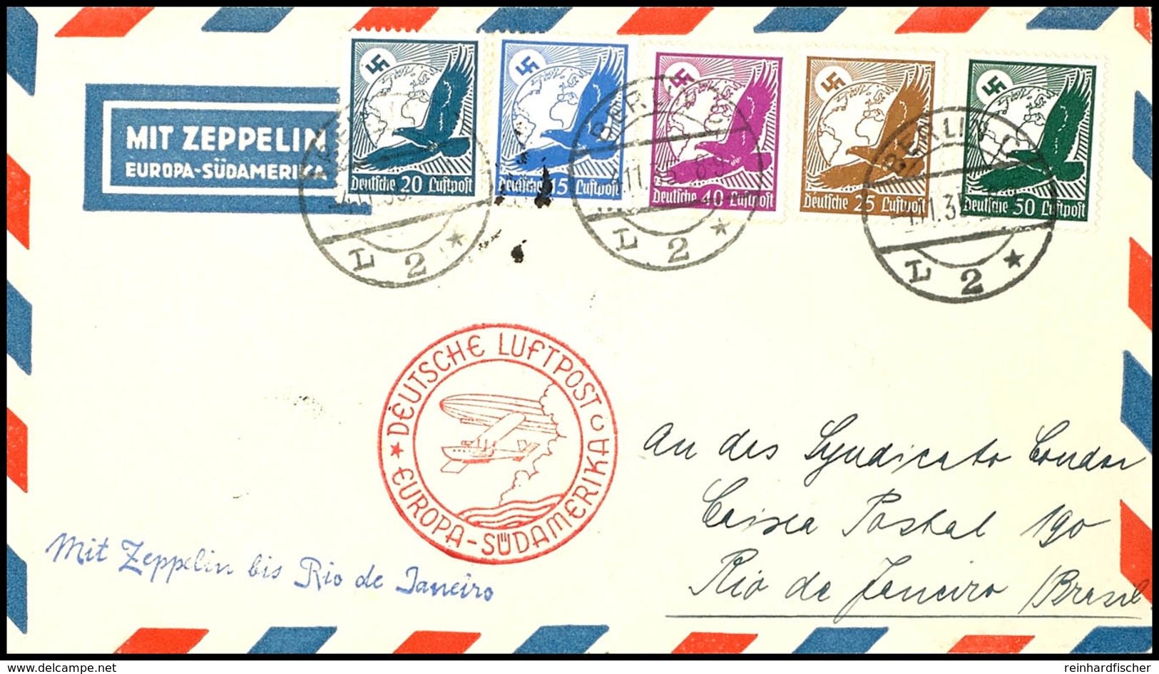 1933, 16. Südamerikafahrt (1. Fahrtperiode), Auflieferung Friedrichshafen Bis Rio De Janeiro, Brief Aus BERLIN 4.11. Mit - Andere & Zonder Classificatie