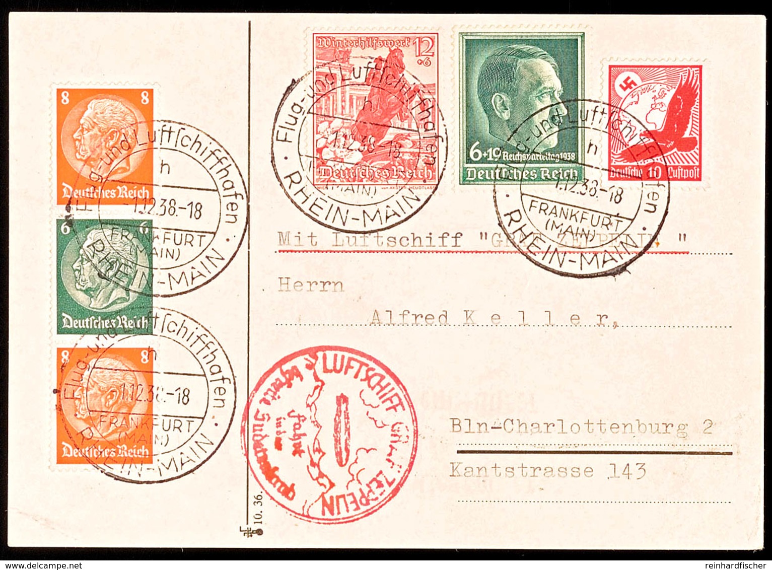 1938, Sudetenland-Fahrt LZ 130, Abwurf Reichenberg, Hübsch Frankierte Postkarte Nach Berlin-Charlottenburg, U.a. Dabei R - Andere & Zonder Classificatie