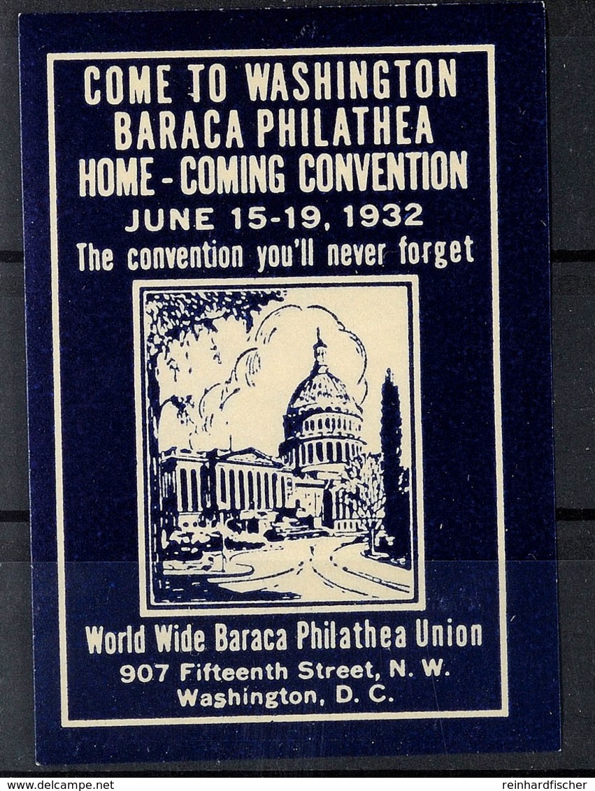 1932 Washington, Baraca Philathe Home - Comming Convention June 15.-19., Geschnittene Blaue Marke Mit Stadtansicht - Andere & Zonder Classificatie