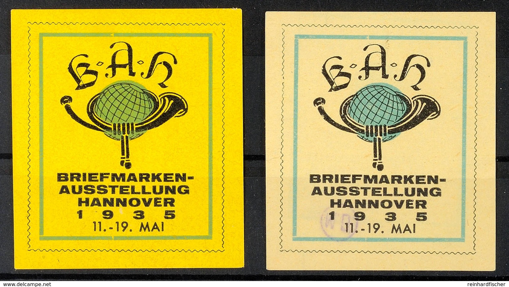 1935 Hannover, B.A.H. 11.-19. Mai, Geschnittener Wert Auf Grüngelbem Sowie Strohgelbem Papier - Andere & Zonder Classificatie
