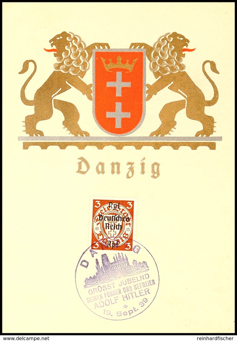 1939, Eingliederung Danzig, Gedenkkarte Mit 3 Pfg Danzig/DR Und SST  BF - Other & Unclassified
