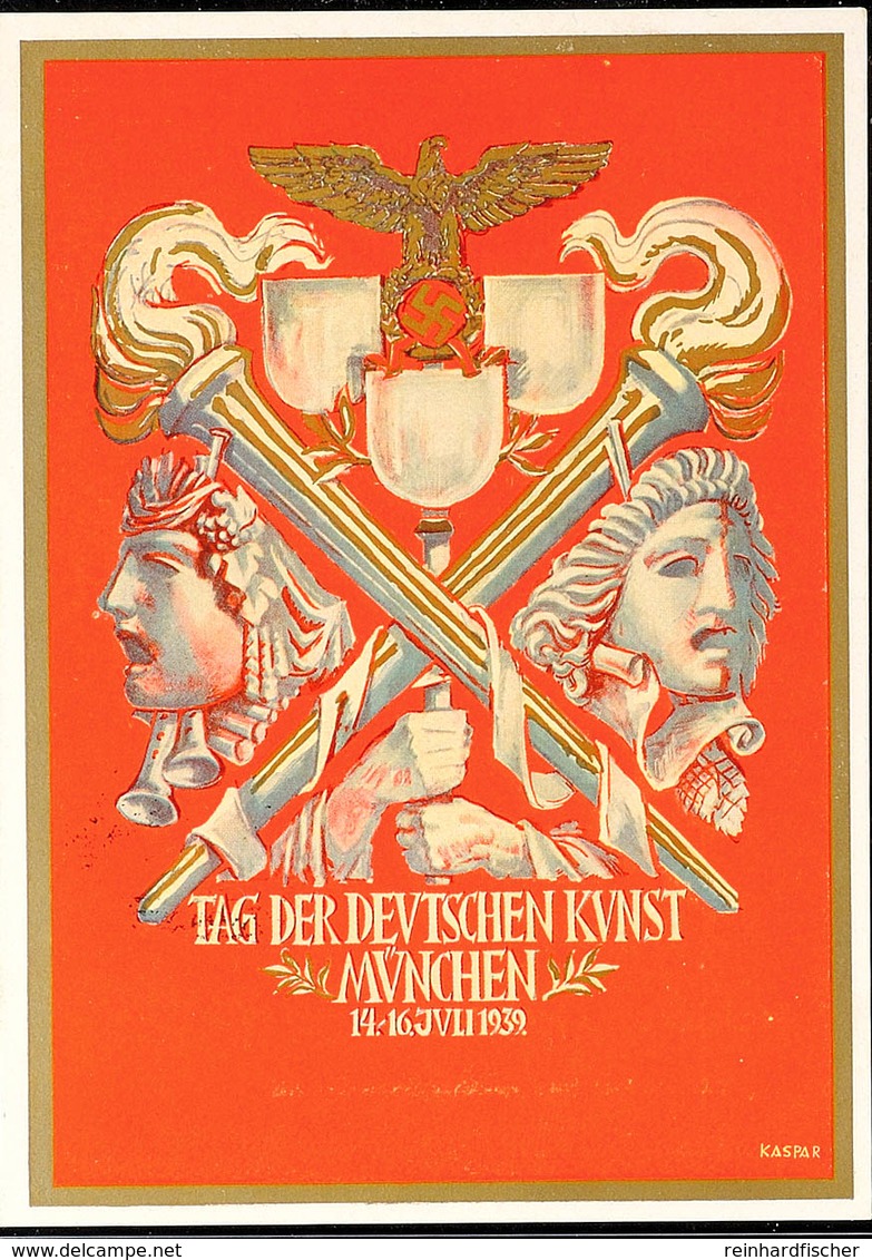 1939, Offizielle Festpostkarte Für Den Tag Der Deutschen Kunst, Rücks. MiNr. 699 BRAUNES BAND Mit SST "MÜNCHEN-RIEM DAS  - Andere & Zonder Classificatie