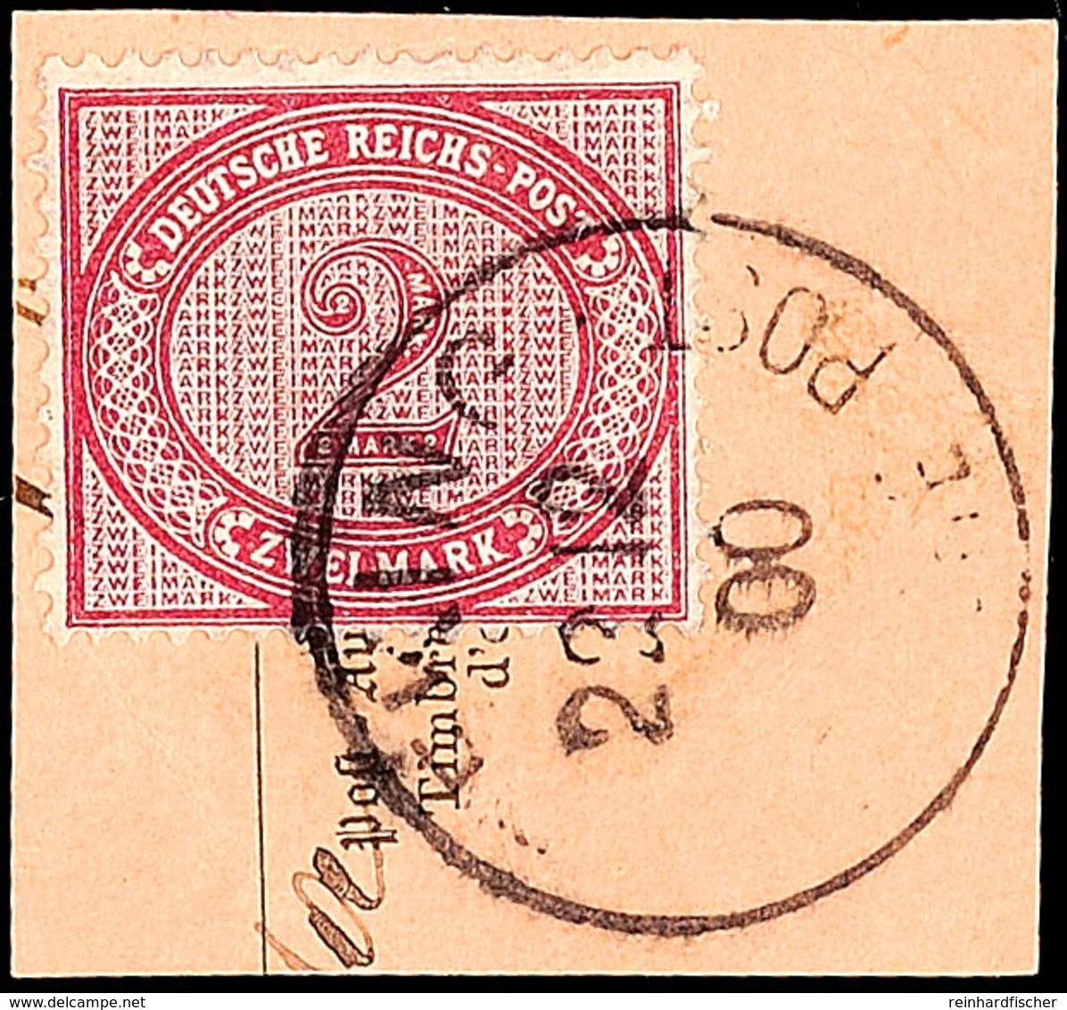 2 Mark Dunkelrotkarmin Auf Pracht-Postanweisungs-Briefstück Mit K1 PEKING DP 23.12.00 (etwas Undeutlich), Steuer Mal 10, - China (kantoren)