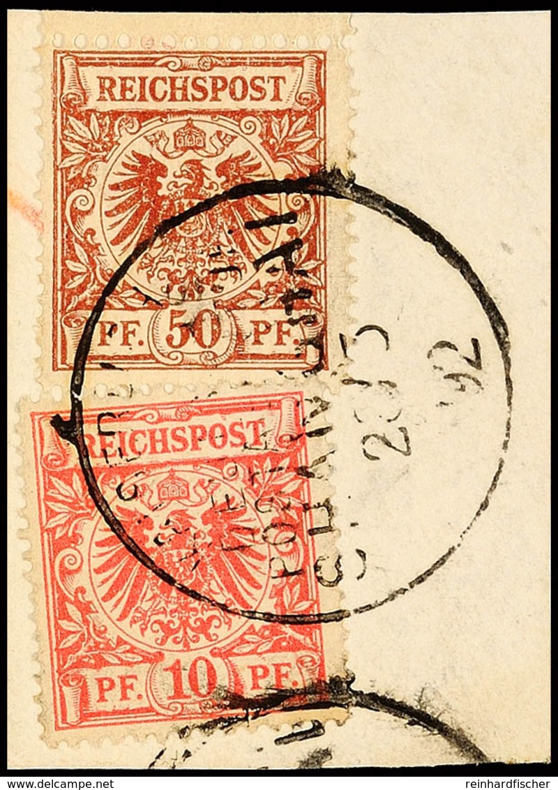 10 Und 50 Pf. Auf Briefstück, Gepr. Bothe BPP, Mi. 90.-, Katalog: V47b, 50d BS - China (kantoren)