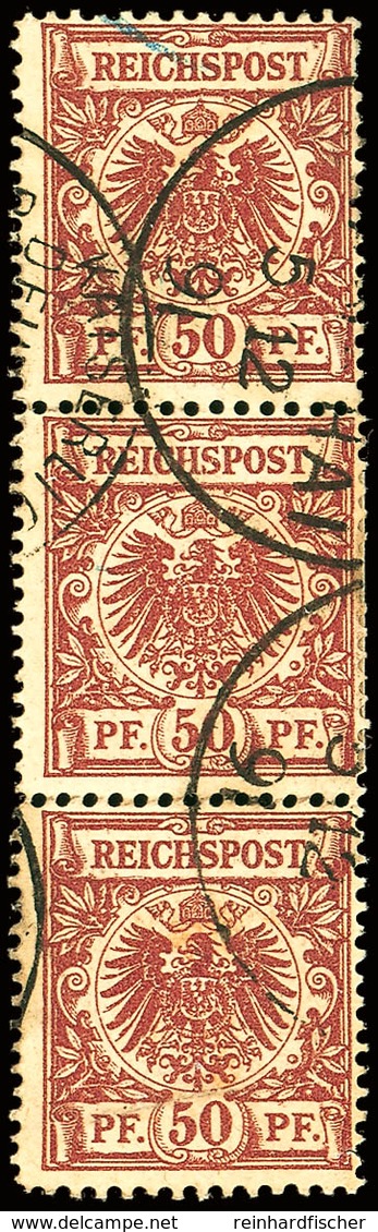 50 Pfg Lilabraun, Senkrechter 3er-Streifen Mit K1 SHANGHAI KDPAG 5.12.91, Leider Fehlerhaft (u.a. Untere Marke Mit Einri - China (kantoren)