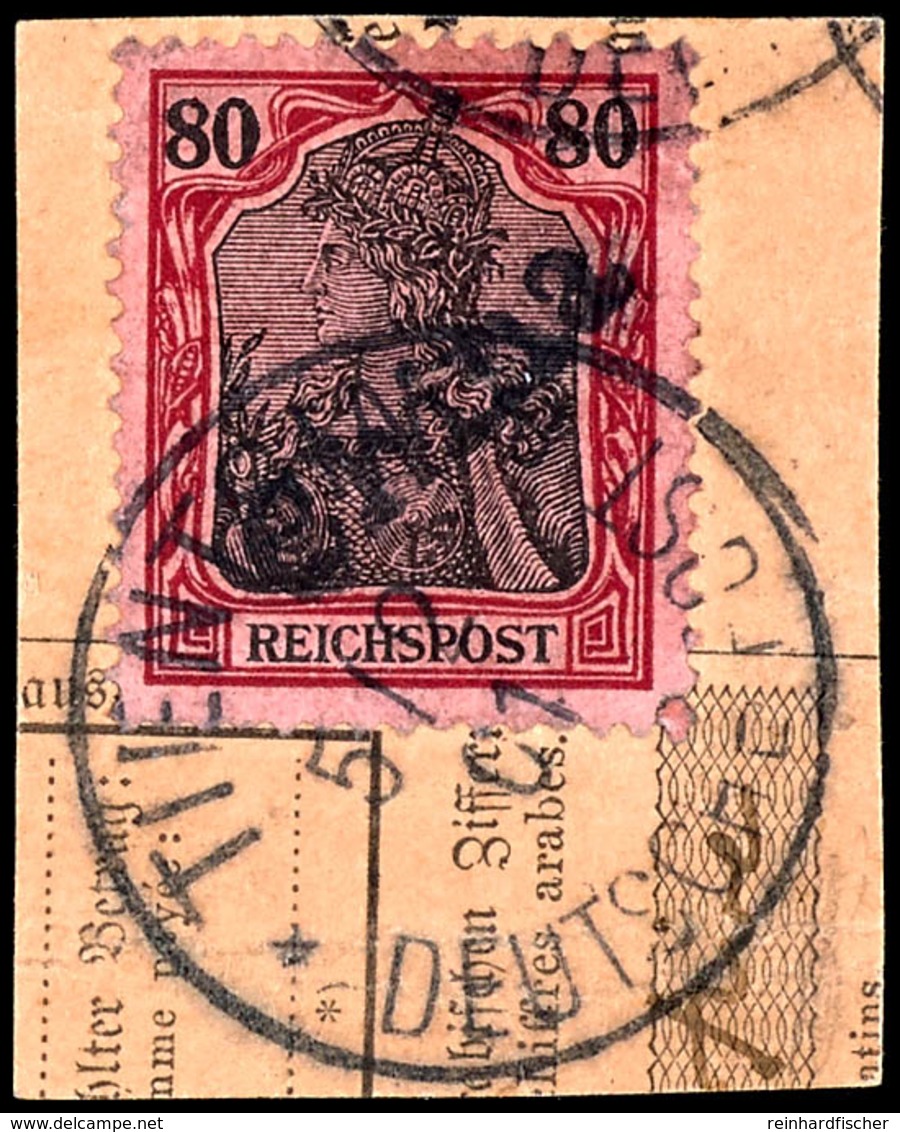 80 Pfg Germania Mit Inschrift "Reichspost" Mit Handstempelaufdruck "China", Entwertet Mit EKr. "TIENTSIN 5/2 01" Auf Pos - China (offices)