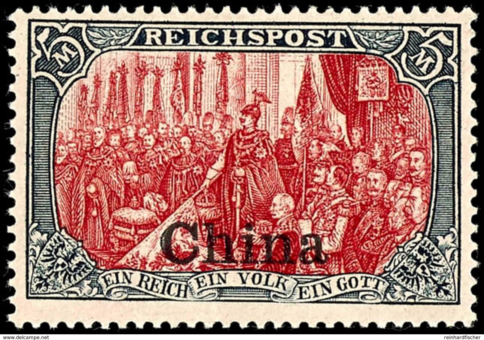 5 M. Reichspost, Type II, Tadellos Ungebraucht, Kabinett, Mi. 260.-, Katalog: 27II * - China (offices)