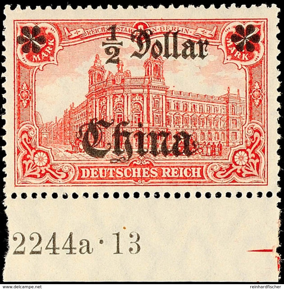 1/2 Dollar Auf 1M. , Friedensdruck, Vom Unterrand Mit HAN "2244a∙13" ( Ohne H) Ungebraucht, Gepr. Steuer BPP, Mi. 180,-, - China (kantoren)