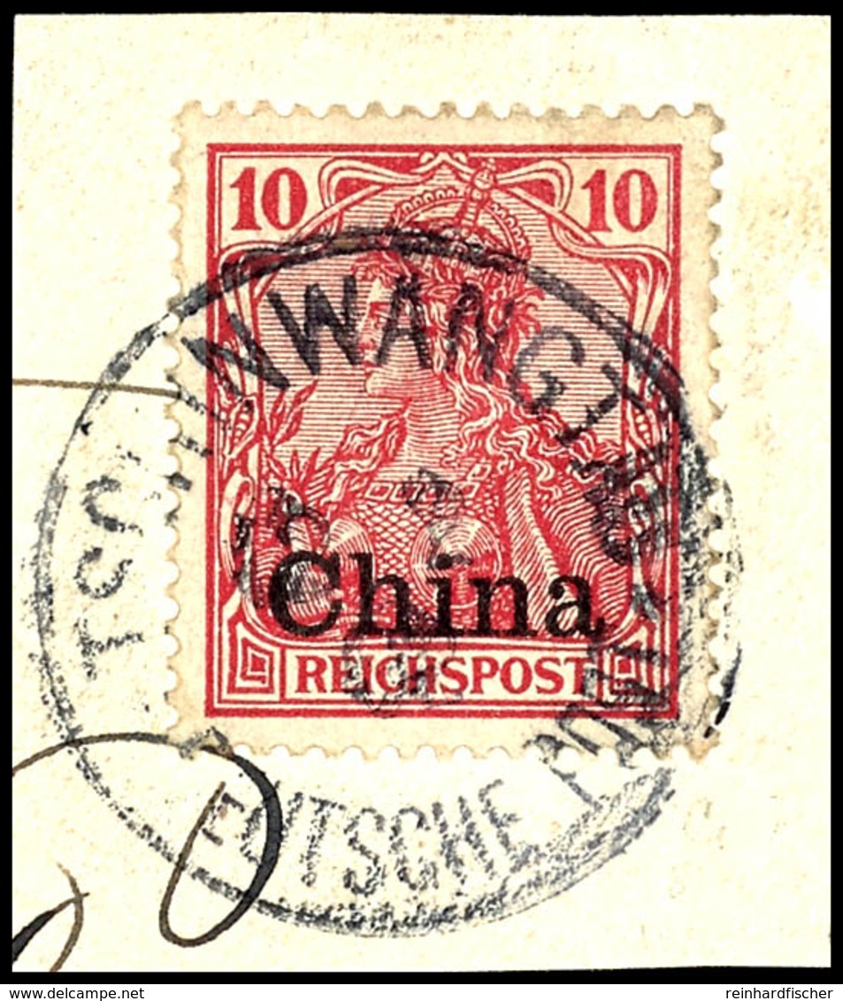 TSCHINGWANGTAU 12 2 02, Klar Auf Briefstück 10 Pfg. Reichspost, Katalog: 17 BS - China (offices)