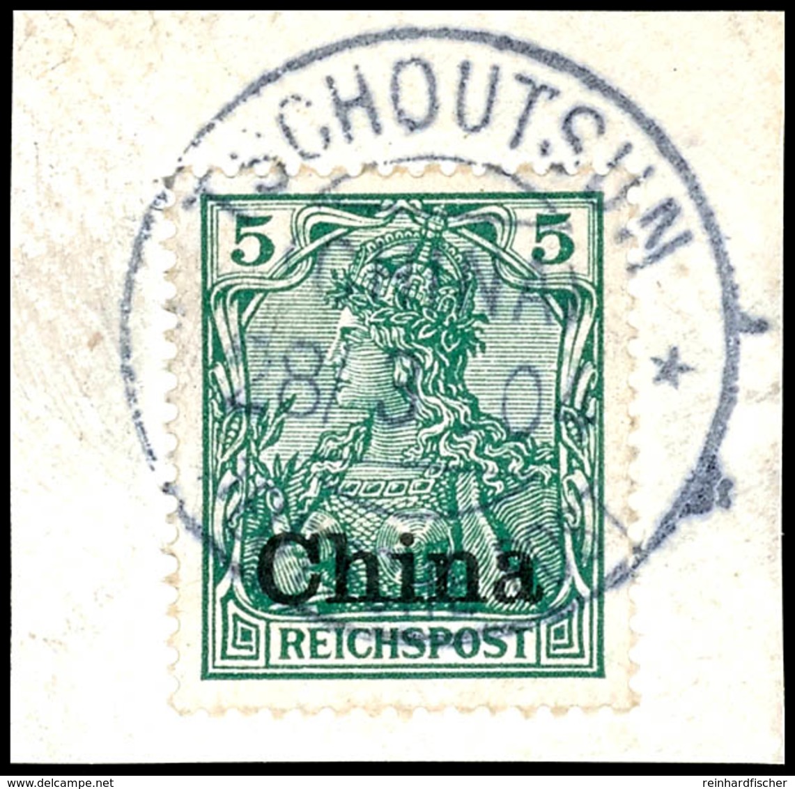 TSCHOUTSUN (CHINA) 28/3 04, Klar Und Zentr. Auf Briefstück 5 Pfg. Reichspost, Katalog: 16 BS - China (kantoren)