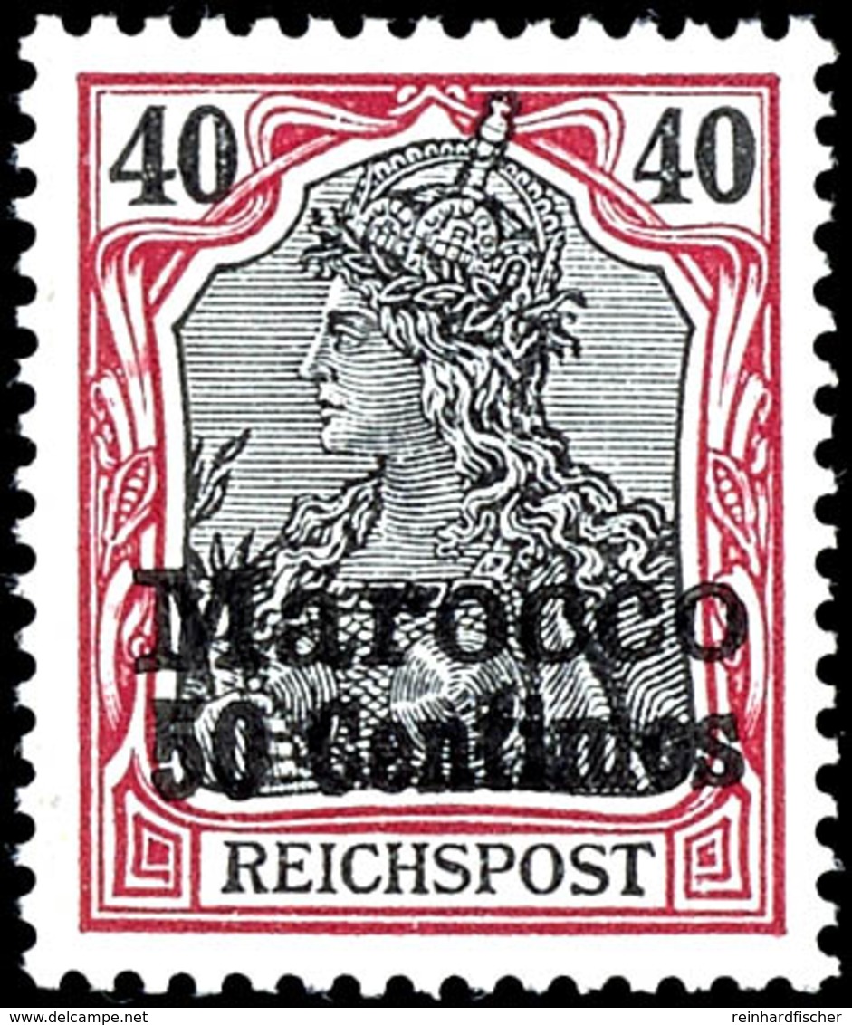 Nicht Ausgegeben: 50 C. Auf 40 Pfg Germania Mit Aufdrucktype II, Tadellos Postfrisch, Kabinett, Im Jahre 1923 Amtlich Ve - Marokko (kantoren)