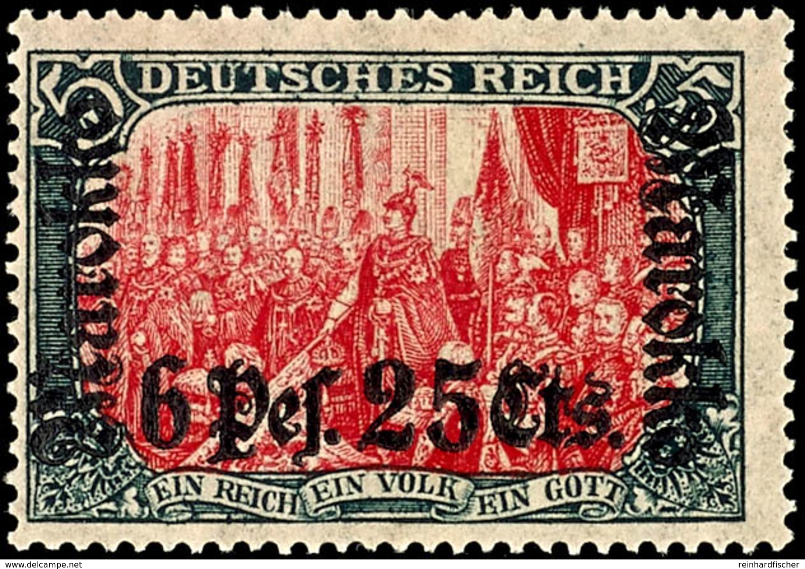 6 Pes. 25 Cts. Auf 5 Mark Deutsches Reich Mit Wasserzeichen, Kriegsdruck, Luxus Postfrisch, Unsigniert, MI. 60,-, Katalo - Marokko (kantoren)