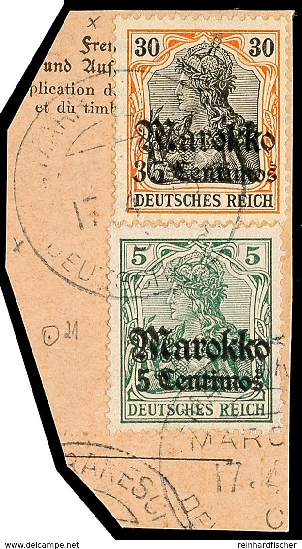 MARRAKESCH (MAROKKO) DP C 17.4.13,  Kompletter Abschlag Auf Pracht-Postanweisungsbriefstück Mit Mi.-Nr. 51 Und 47, ARGE  - Marokko (kantoren)