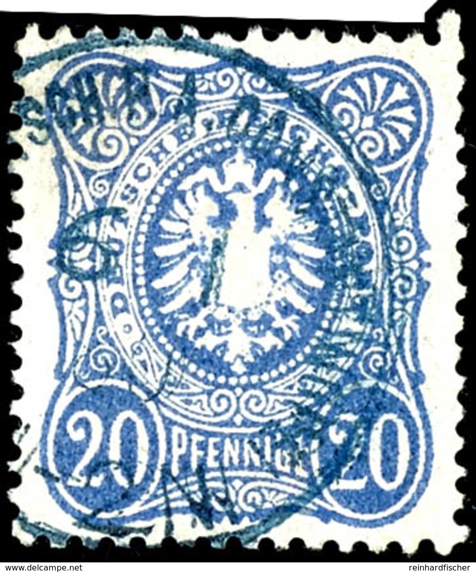 20 Pfennige Ultramarin, Gestempelt Mit Blauem Stempel K.D.P.A. Constantinopel, Selten, Michel/Steuer 80,-, Katalog: V34a - Turkse Rijk (kantoren)