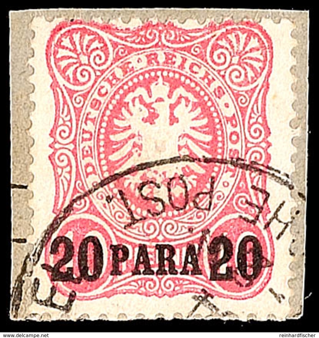 20 Para Auf 10 Pfg Dunkelrosarot Auf Kabinett-Briefstück, Geprüft, Katalog: 2b BS - Turkse Rijk (kantoren)