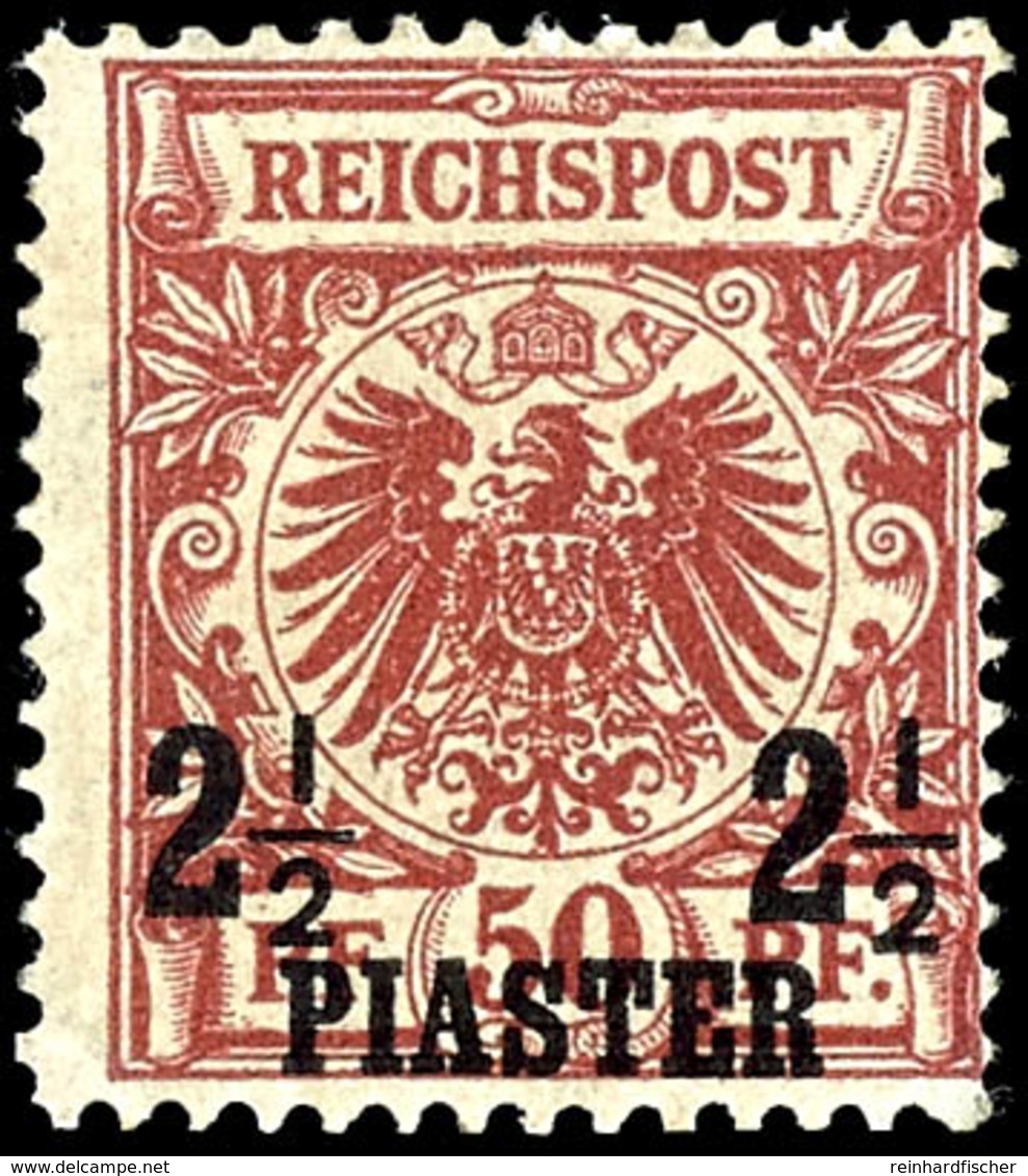 2 1 / 2 Piaster Auf 50 Pfennig Bräunlichrot, Ungebraucht, Gepr. Georg Bühler, Michel 440,-, Katalog: 10a * - Turkse Rijk (kantoren)